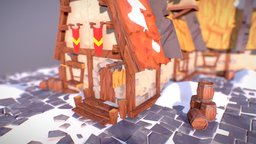 Vikings Snowy Tavern winter, medieval, snow, tavern, vikings, low-poly, building, fantasy