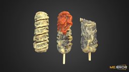 [Game-Ready] Fried Seaweed Roll Set food, asian, ar, 3dscanning, fried, seaweed, streetfood, spicy, foodscan, asianfood, photogrammetry, 3dscan, street, spicyfood, noai, friedseaweed