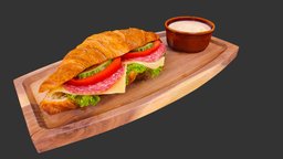 Croissant Salami food, cafe, cake, restaurant, photorealistic, cafeteria, photoscanning, croissant, cafetera, phtogrammetrie, photoscan, photogrammetry, photoshop, 3dmodel
