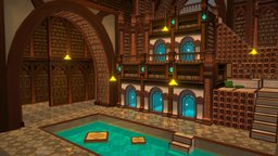 Fantasy Library library, isometric, isometric-room, isometric3d, fantasy, environment, library_scene