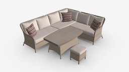 Garden Furniture Set Eden sofa, empty, garden, set, seat, corner, ottoman, furniture, table, park, outdoor, rest, pillows, outdoors, eden, relaxation, complect, 3d, pbr