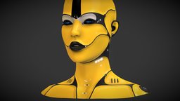 Female android head future, droid, android, robot, evil