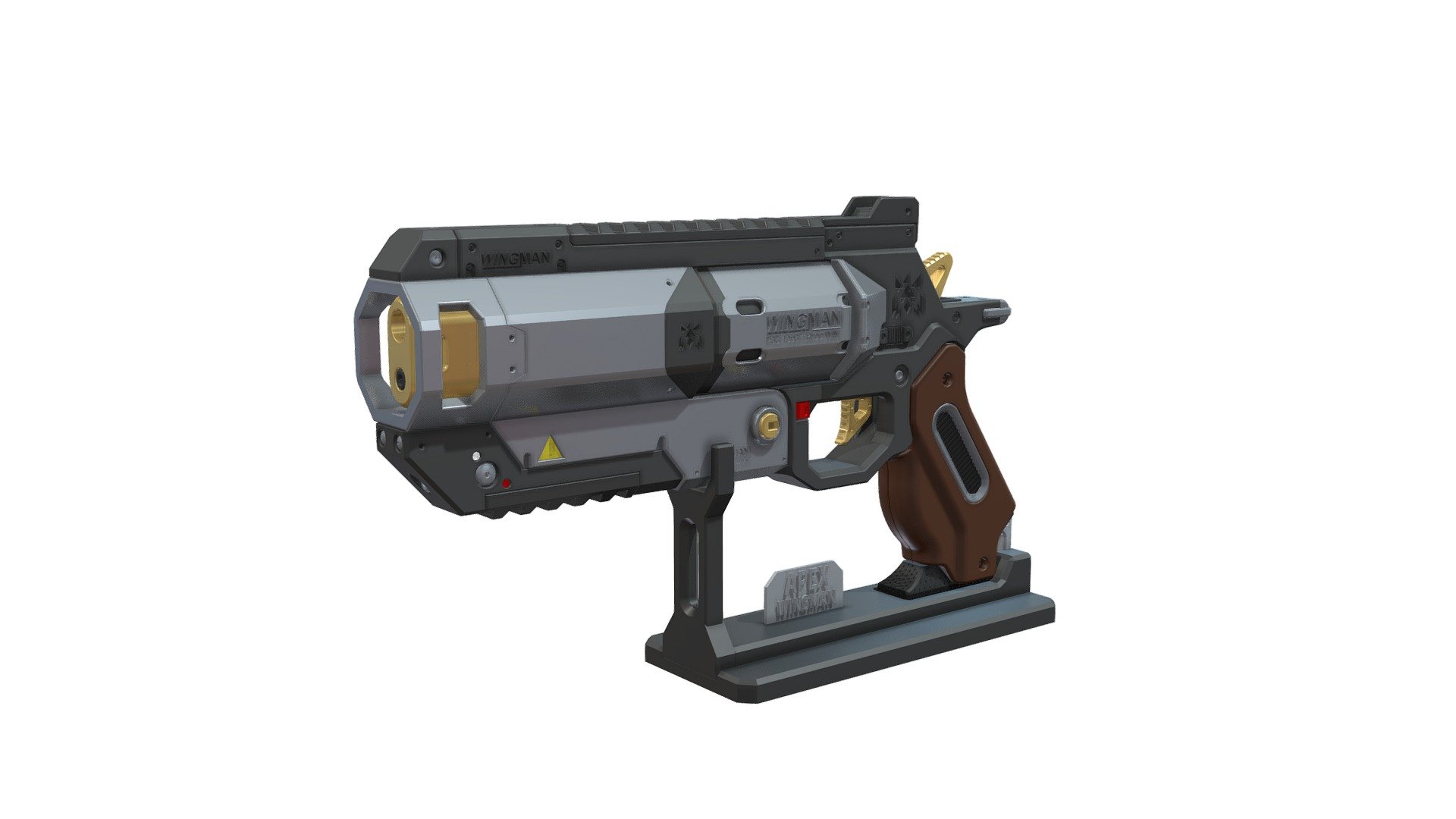 Hi! We glad introduce you 3d model - STL files - to print your own Wingman with LEDs backlight and Demo Stand from APEX Legends.


The model is divided into parts for printing on a 3D printer with immediately required colors and a minimum print area of 200 x 145 x 140 mm (X x Y x Z)


Lot include: 44 stl files for 3d printing (+3 for Demo Stand)


Dimensions: 337 mm x 198 mm x 60 mm (13.3