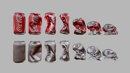 Crushed Soda Can Collection drink, empty, broken, open, trash, can, tin, garbage, beverage, beer, damaged, soda, recycle, metal, water, destroyed, crushed, crumpled, container, aluminun