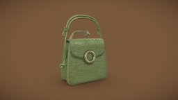 Faux Crocodile Leather Mini Bag green, mini, autodesk, leather, crocodile, fashion, women, knot, bag, accessory, metal, faux, trending, substance, painter, maya, ring