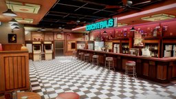 Night Bar |Baked| VR Ready bar, drink, virtual, arcade, baking, tv, unreal, baked, vr, ar, beer, arcademachine, neon, realistic, old, real, fans, scaled, pooltable, baked-lighting, baked-textures, barrel-props, unity, unity3d, 3dsmax, blender, blender3d, interior, light
