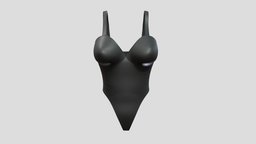 Female Black Leather Thong Bodysuit one, leather, fashion, girls, clothes, summer, beach, womens, bikini, swimsuit, wear, bodysuit, thong, leotard, pbr, female, black, pece