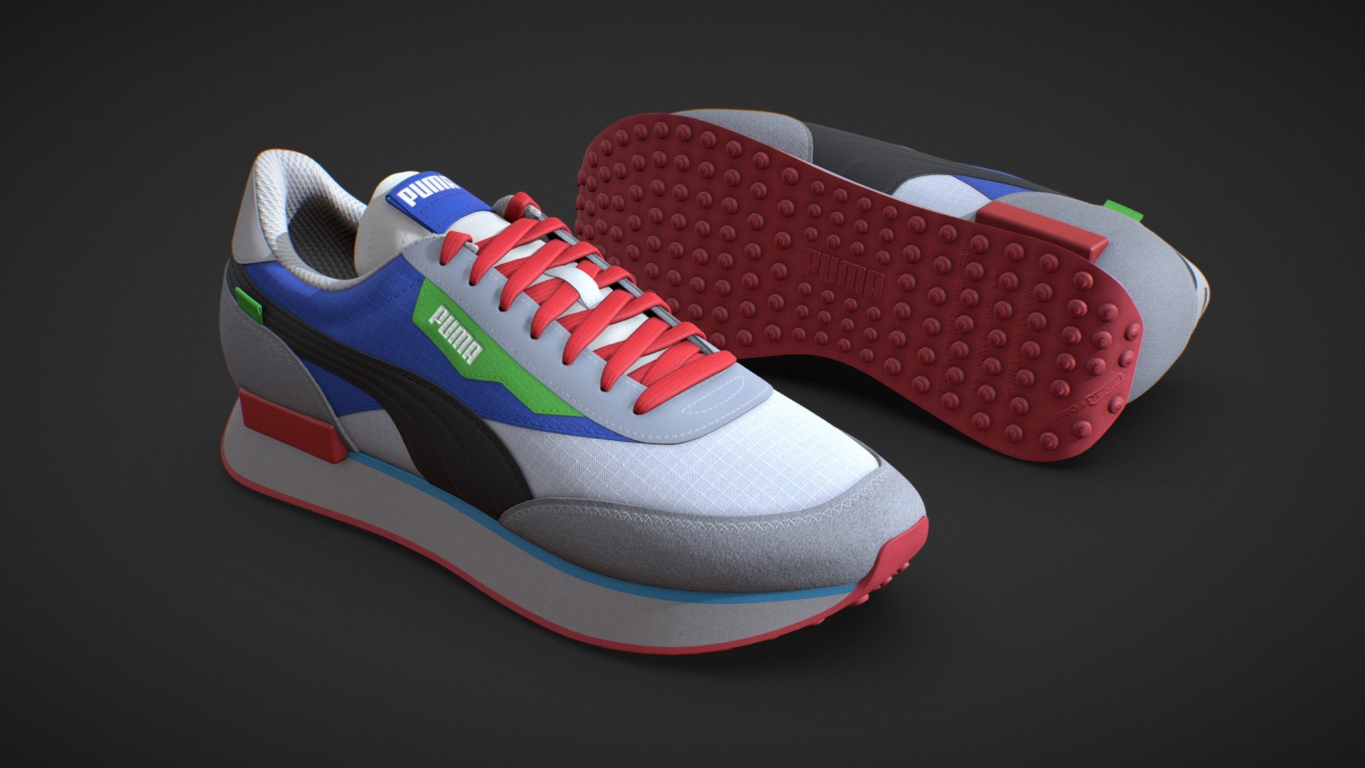 Created for www.spase.io - PUMA FUTURE RIDER SHOES RED - 3D model by Mikhail Kadilnikov (@MikhailKadilnikov) 3d model