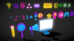 3D Icon Collections button, prop, icon, asset, 3d
