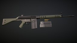 Low-Poly H&K G3 rifle, german, hk, g3, germany, 308, battle-rifle, hecklerandkoch, lowpoly