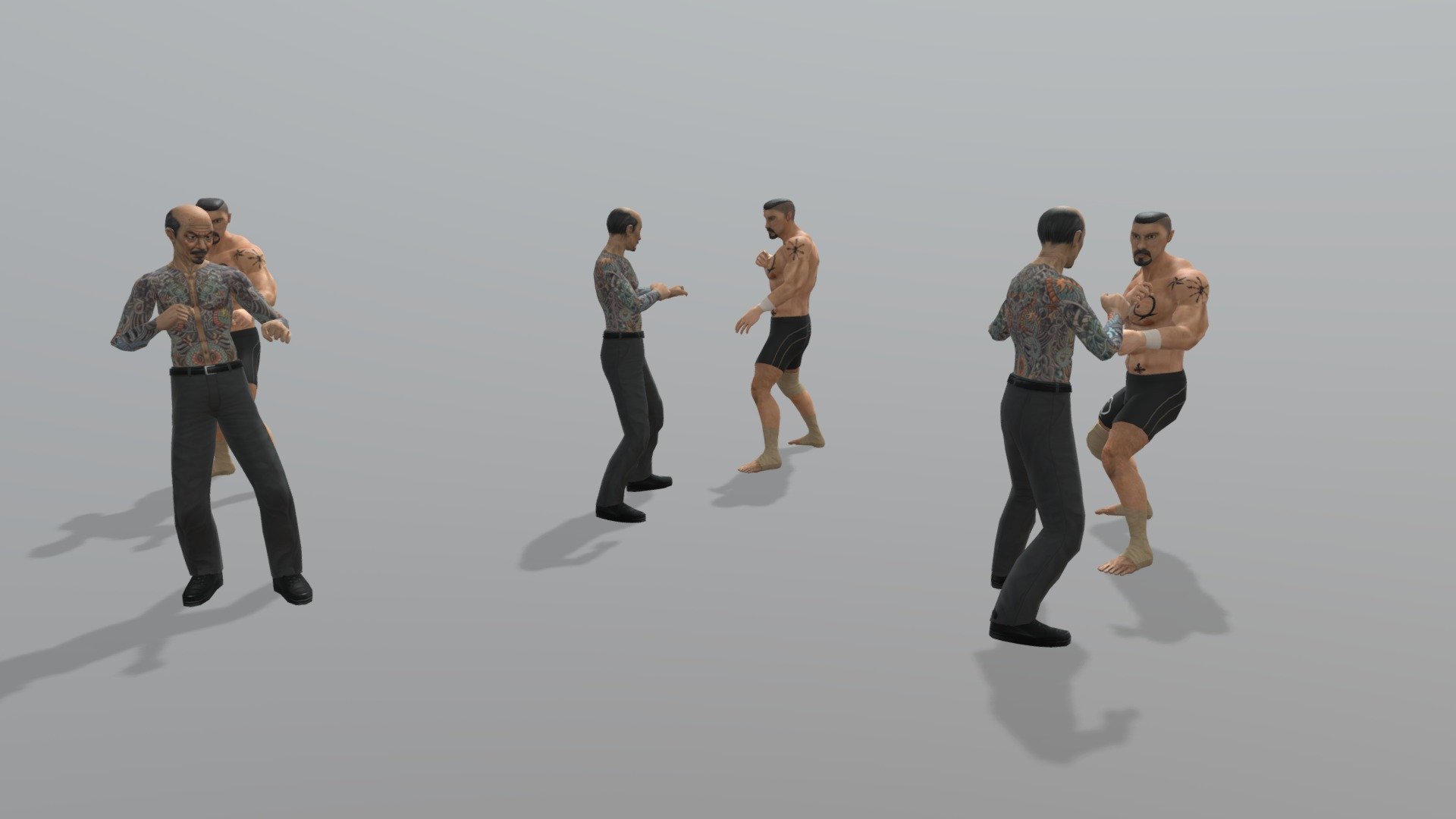 3 combo fights with boyka animated and rigged 3d model