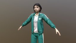 Kang Sae Byeok body, face, green, suit, rpg, cloth, korea, jacket, squid, woman, korean, netflix, womancharacter, rigged-character, character, girl, asset, game, gameasset, rigged, person, squidgame, squidgamenetflix