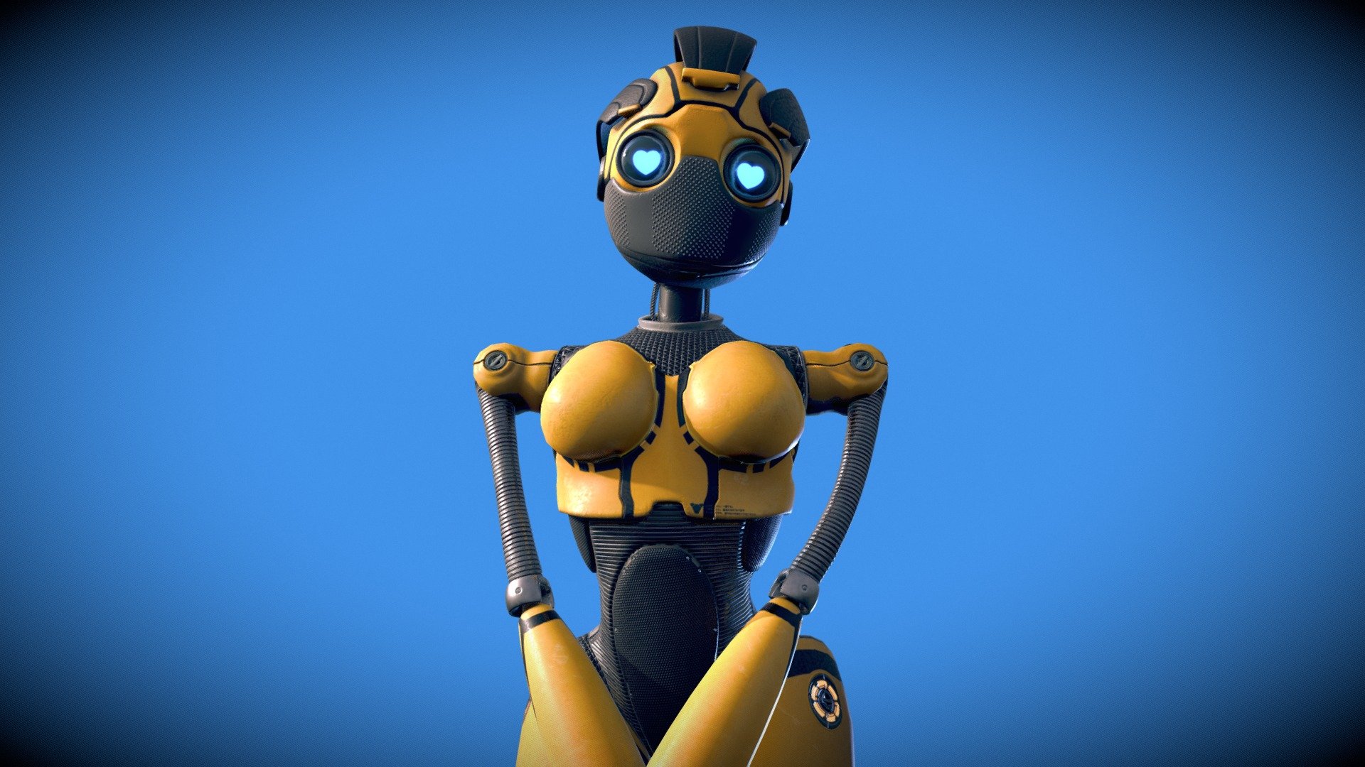 SUBD Ready model, Native files include the low-poly version
Low poly model is 27K tris. 




A highly detailed clean, and PBR / Real-time model

High-quality 4096x4096 textures (details below)

Complete Rig for native files

The Face material is easily edited to change the face expression AND color

A collection of facial expressions as shown in the thumbnails above

Everything is studio ready, put together for professional use, packed to cause you no headache 

( Native files included )

A complete blender rig to make your own animations. All controls are there, A custom rig for this particular model, could be mapped to a Unity Mecanim/Unreal humanoid rig easily.

The design is 100% original, could be used for any purpose 3d model