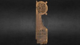 Kirkjubøstólur: Bench End R object, artec, arteceva, middleages, medieval-art, fornfrodi, kirkjubour, medieval-archaeology, tjodsavnid, archaeology, wood, carved-wood, medieval-church, church-interior, faroes-national-museum