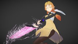 Isekai Ojisan armor, power, cute, rigging, elf, glossy, dress, tsundere, manga, heroic, animegirl, anime3d, animecharacter, vtuber, character, handpainted, girl, 3d, blender, model, sword, fantasy, anime, isekai, ojisan