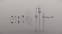 Scifi Antenna Collection gadget, antenna, geometric, collection, panel, kitbash, kitbashing, greeble, antennas, scifiprops, kitbash3d, scifimodels, 3d, kitbashed, sicifiobjects