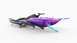 Humpback Whale fish, depth, huge, ocean, deep, whale, humpback, swimming, humpback-whale, base-mesh, character, low-poly, lowpoly, creature, sea