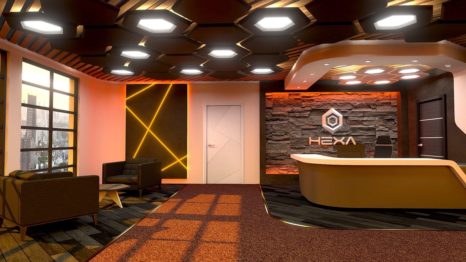 Modern Office Reception with lights and textures baking with blender 3.3.3

1 x 4096 Office Texture + City background Texture + desktop wallpaper.

DAE file + Blender .Blend additional file 3d model