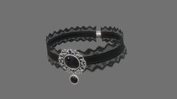 Victorian Lace Choker victorian, neck, steampunk, leather, jewel, punk, jewelry, historical, antique, gothic, collar, realistic, accesory, lace, wearable, necklace, gemstone, lingerie, metahuman, choker, pbr, lowpoly, gameasset, black, gameready