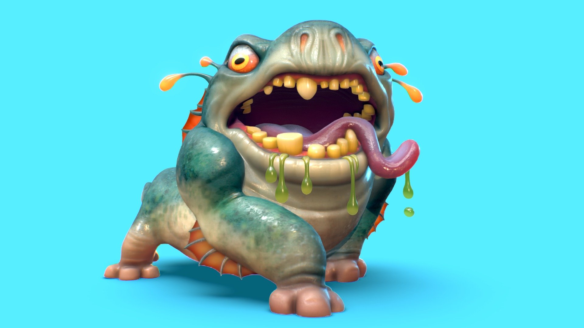 This creature is based on Justin Gerard's amazing concept art:
https://www.artstation.com/artwork/YaeLd3

You can also visit his Artstation page, he have a lot of fantastic creatures!
https://www.artstation.com/justingerardillustration - "The Bog-Hoggle" - 3D model by L3X 3d model
