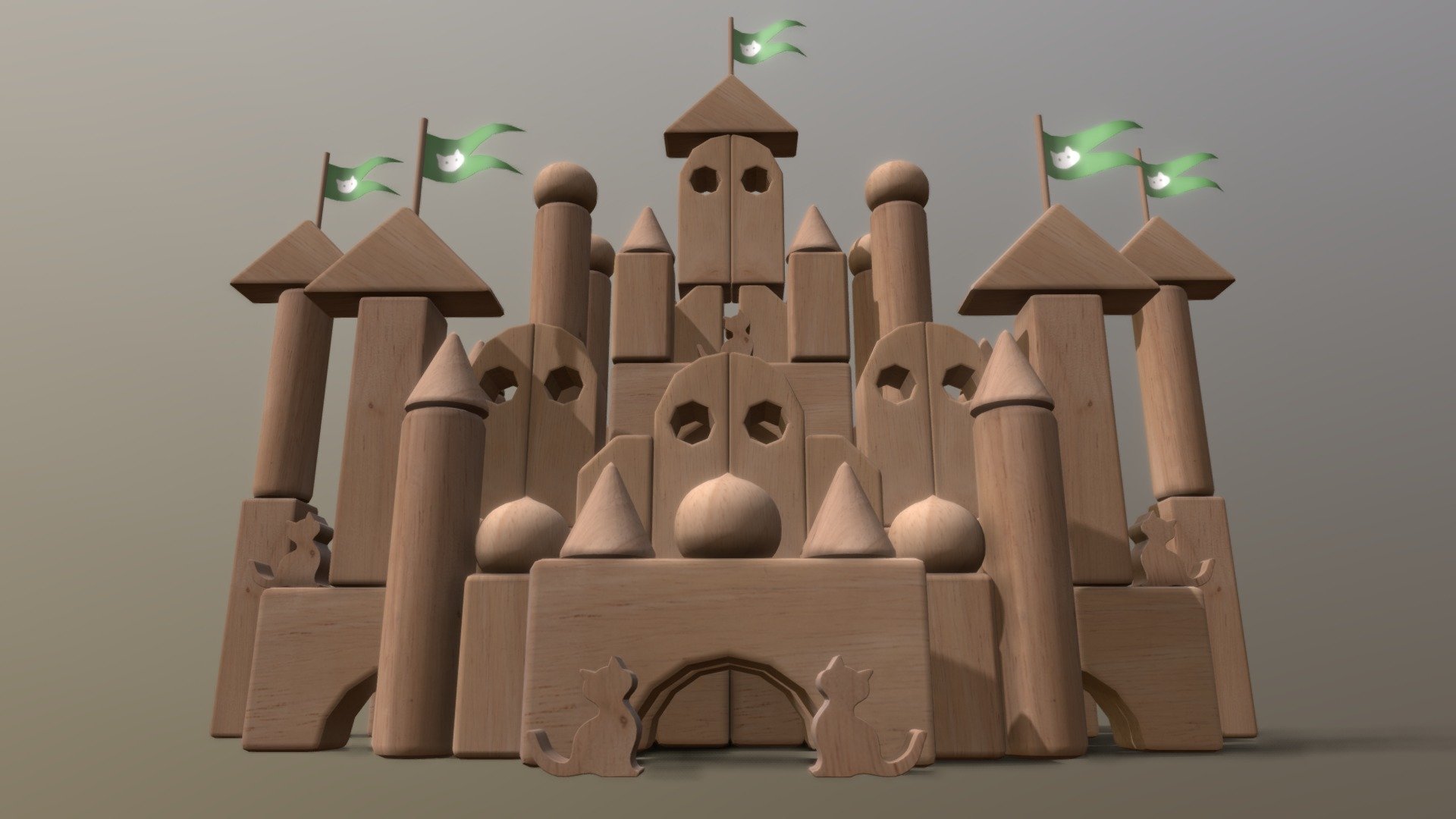 This is  castle made of blocks 3d model