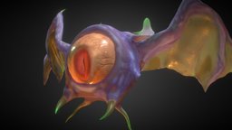 Monster Eye Bat eye, green, bat, purple, creepy, wings, eyeball, night, scary, deformed, characterart, weird, charactermodel, creepycute, character, gameart, gameasset, creature, animal, animation, monster, fantasy, evil, wing