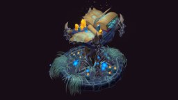 Forest altar tree, foliage, altar, book, stylized, fantasy, environment, noai