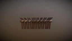 Game-Ready War Fence fence, low-poly-model, gamereadyasset, 3d, blender, war