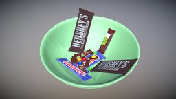 Candy Bowl bar, bowl, candy, chocolate, crunch, milkyway, mms, hersheys, 3d, 3dsmax, texture, bumpmap
