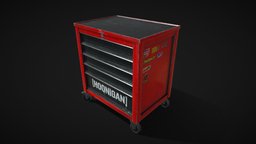 Drawer Tool Cart [Used & Dirty] garage, tools, cart, drawer, toolbox, gamereadyasset, toolcart, gameasset, gameready, toolstorage, garage-equipment, garage-tools, drawer-tool-cart