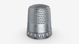 Vintage metal thimble thread, vintage, fashion, craft, handmade, tailor, metal, tool, fabric, needle, sewing, embroidery, thimble, tailoring, 3d, pbr, needlework