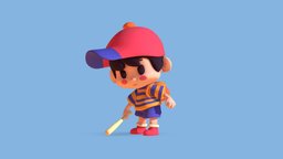 Ness fanart, cute, chibi, kid, cap, boy, bat, nintendo, kawaii, earthbound, male