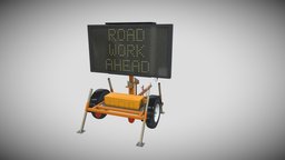 Traffic Message Signboard archviz, traffic, road, sign, barrier, safety, barricade, cityscape, pedestrian, demolition, architecture, vehicle, car, city, building, street, construction