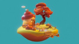 Mushroom House scene, mushroom, fox, sam, duckworth, autumn, maya
