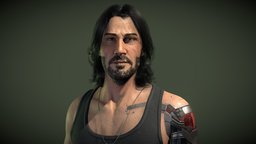 Johnny Silverhand fanart, cyberpunk, characterart, realism, likeness, charactermodelling, keanureeves, cyberpunk2077, substancepainter, maya, zbrush, gamecharacter, rigged, gameready, gamefanart, johnnysilverhand, cyberpunk2077fanart