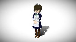 Stylized NPC rpg, toon, elf, npc, game-ready, maid, jrpg, game-asset, topdown, character, handpainted, cartoon, game, lowpoly, mobile, gameasset, stylized, fantasy, gameready, noai