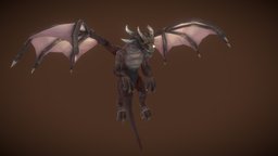 Stylized Fantasy Drake flying, rpg, little, mmo, rts, drake, fbx, reptile, moba, handpainted, lowpoly, creature, stylized, animated, fantasy, dragon