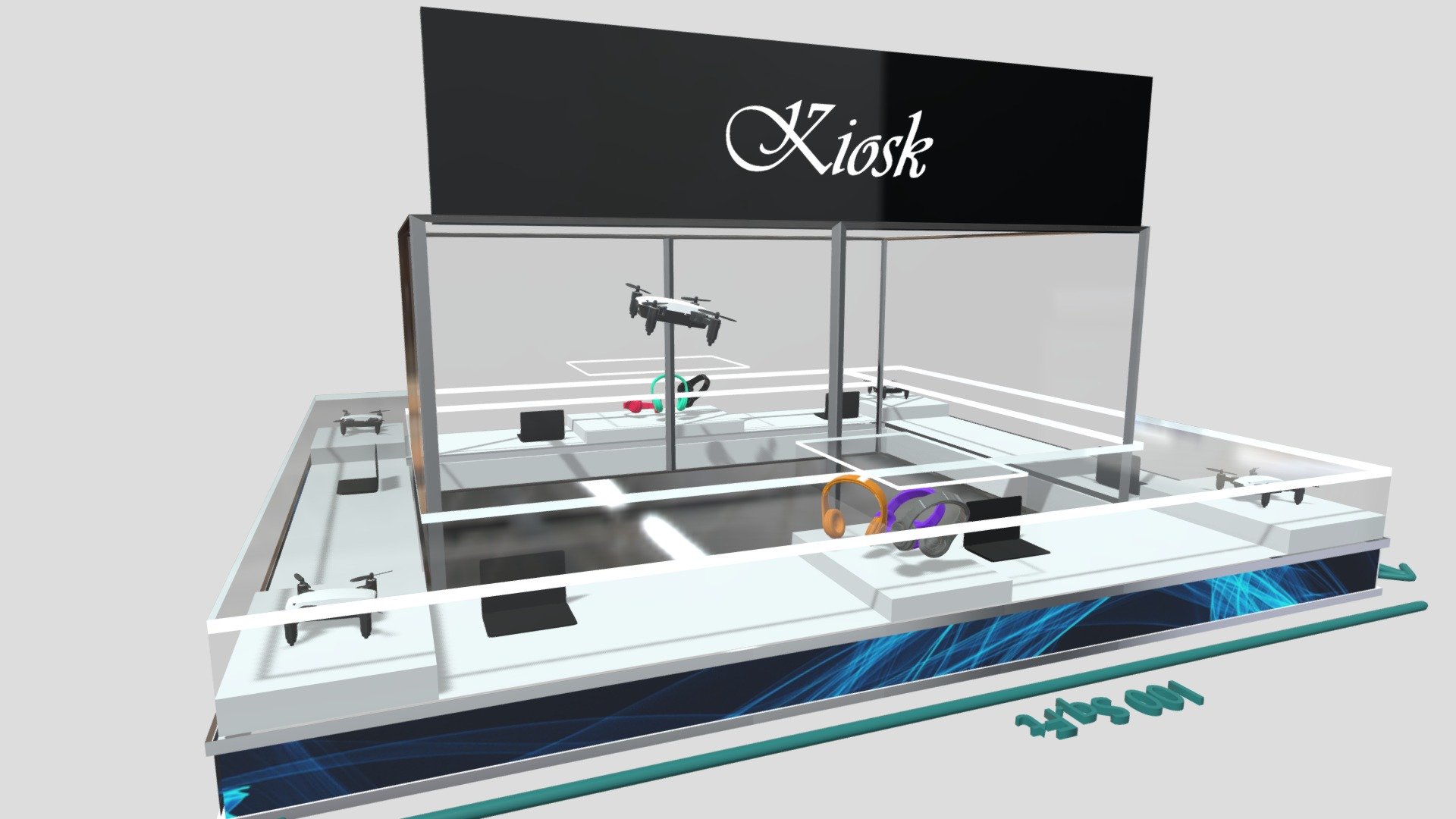 Size Store N/A

Front Store 100x100 sq.ft

Obs 12 showcase products
 - 3d Kiosk - 3D model by masoomali010 3d model