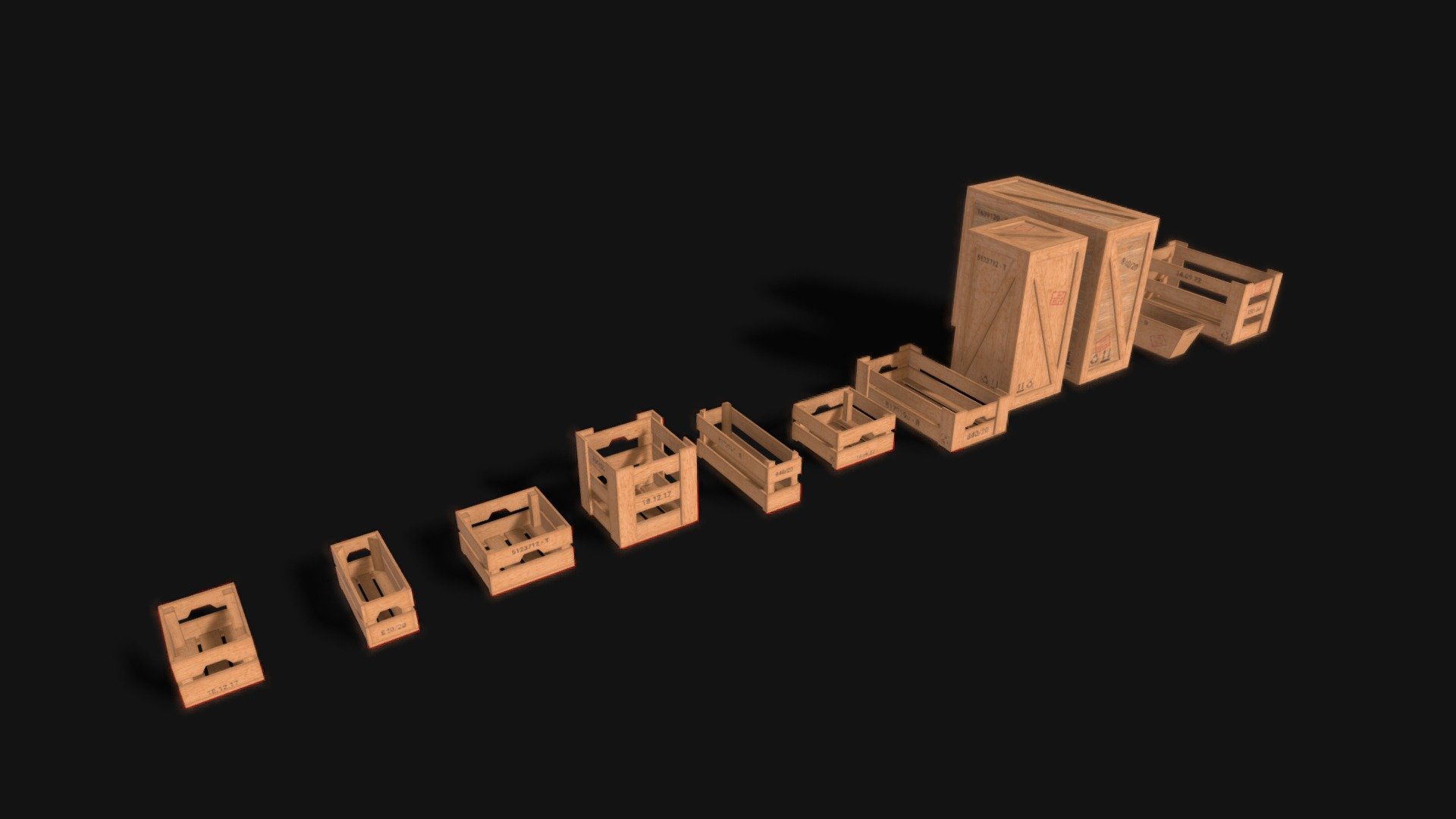 (Note : This model is just a preview, Good topology, textures and lowpoly 3D model “PBR Wooden Crate Pack” are packed in Additional File Below). 

PBR Wooden Crate Pack for your 3D asset or 3D project. it also suitable for any visual production, game assets, AR, VR, interior rendering, advertising, and illustration. made in blender 3.6 and rendered with Cycles render engine. With 2 different color maps.

3DModel File Formats:

NOTE : All the texture (Texture Maps) are packed into a one Zip file called &ldquo;Textures