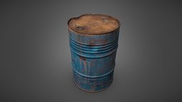Rusty Barrel Metal mechanic, barrel, rusty, rusted, wasteland, metal, hangar, repair, game-ready, low-poly, car