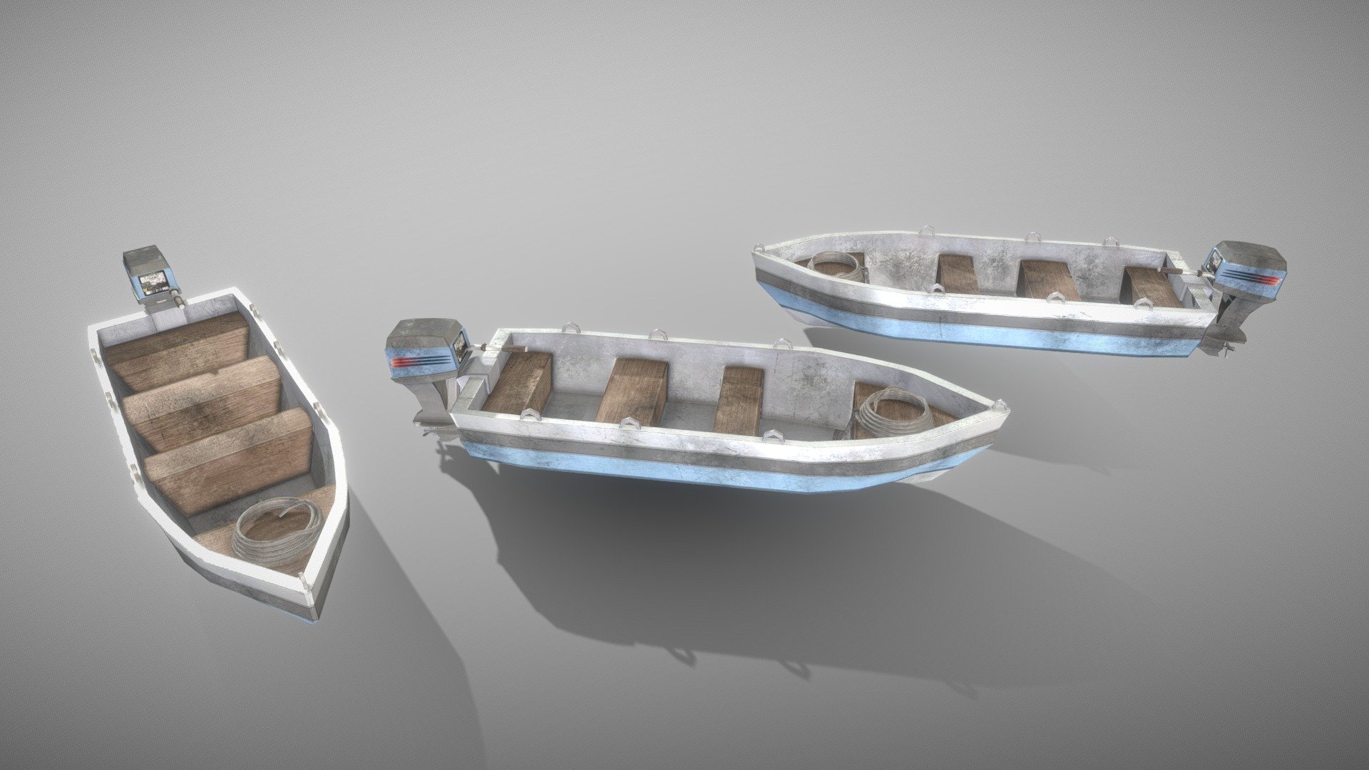 Introduction

The motor boat adds that perfect sense of adventure and travel to your projects. Whether you are fishing or simply enjoying a day out on the water, this trusted vehicle will always get the job done. Use this high quality vehicle to spice up your assets and add some outdoor flare to your scenes.

Description




Has one 2048x2048 of each of the following maps - diffuse(albedo),normal,filtered normal(detail normal),ambient occlusion and specular.

Works in both Unity and Unreal Engine.

Supplied as FBX format.

Possible future additions




LOD’s for asset.
 - General Realistic Motor Boat 1 - Buy Royalty Free 3D model by Aligned Games (@Johannesnienaber) 3d model