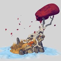 Patch of Heaven dae, tree, red, grass, mushroom, orange, white, painted, cartoony, island, patch, water, colors, nature, painterly, colorful, birch, illustration, howest, canopy, olmo, potums, gg2016, vivid, overpaint, cartoon, photoshop, zbrush, free, stylized, fantasy, leaves, download, hand