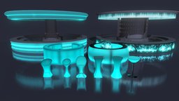 Led bars bar, modern, led, club, night, ue4, emissive, unity, unity3d, game, chair