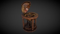 Globe Bar bar, office, world, globe, prop, vintage, unreal, antique, furniture, cabinet, old, substancepainter, substance, 3d, house, wood, worldglobe