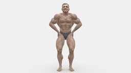 bodybuilder in black underpants 1103 style, people, miniatures, realistic, bodybuilder, sportsman, character, 3dprint, model, man, sport
