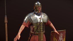 ROMAN LEGIONARY RIGGED-ANIMATED archeology, spear, medieval, story, roman, gladius, legionary, pilum, scutum, fantasy-gameasset, lorica, segmentata, galea, assets-game, medievalfantasyassets, helmet-3d-model, substance, character, weapons, blender, helmet, sword