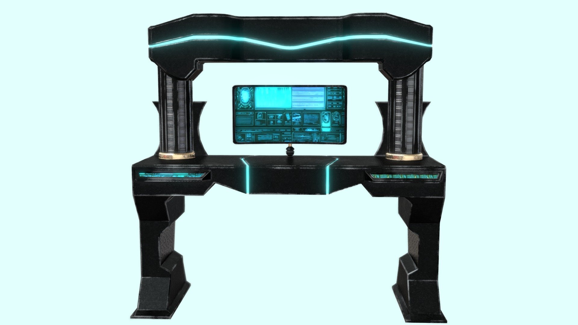 Add a touch of dark elegance to your game environment with this low-poly gothic desk. Its detailed textures and 2K PBR materials deliver a realistic, worn look perfect for historical or fantasy settings 3d model