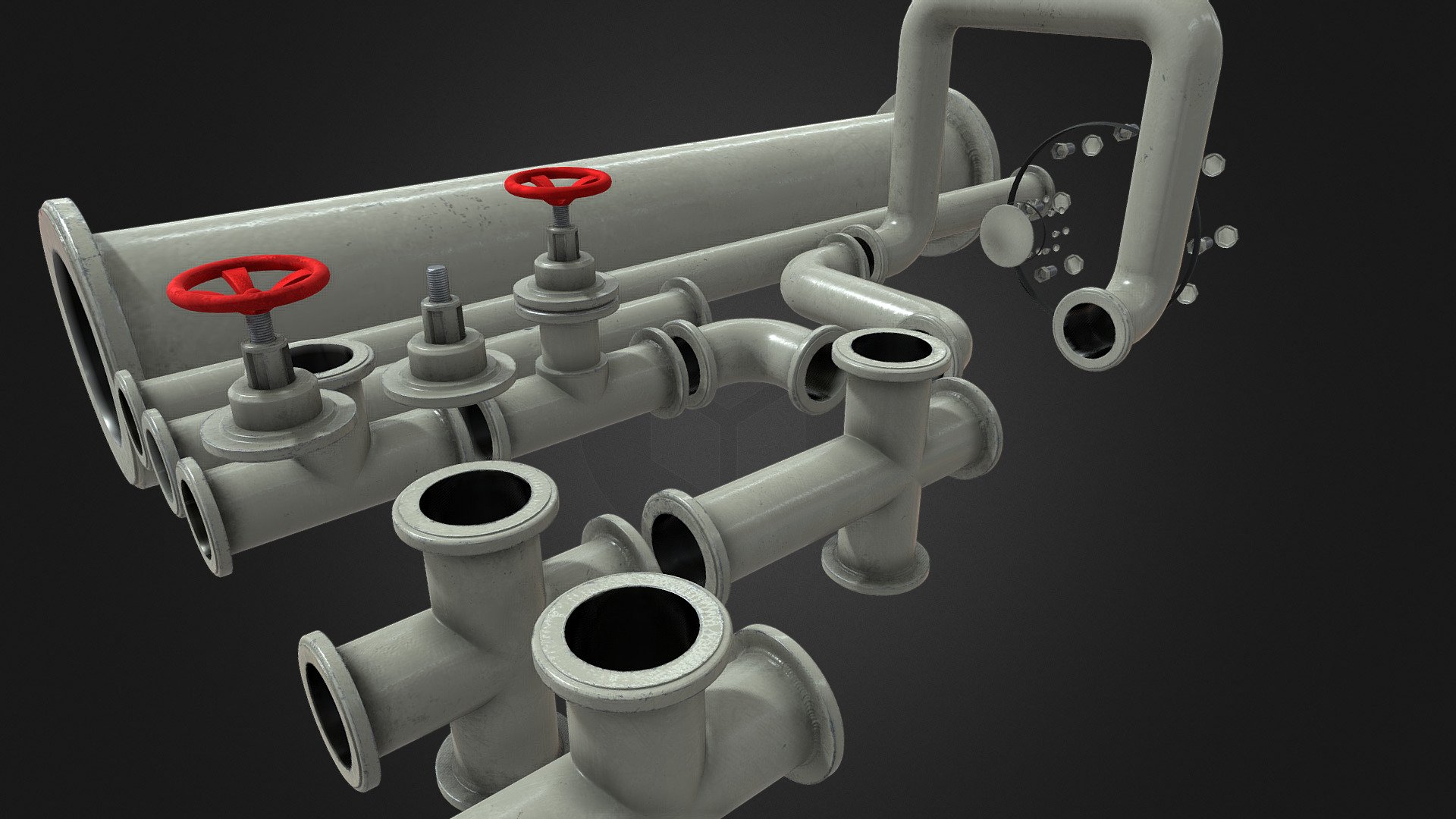 Hey all,

my first modular pack. If you spot any problems, please contact me and I will fix it as soon as possible.

This pack contains:

20 objects (more coming soon),
          11 pipes,
          bolt in small and big,
          rubber in small and big,
          cover for the pipe,
1 texturepack in 4k format tga and jpeg (more coming soon),
*Pipes are completely modeled so you can use it for wahtever you want,

Stay tuned for for the next update! - Modular pipe pack - Buy Royalty Free 3D model by mc477 3d model