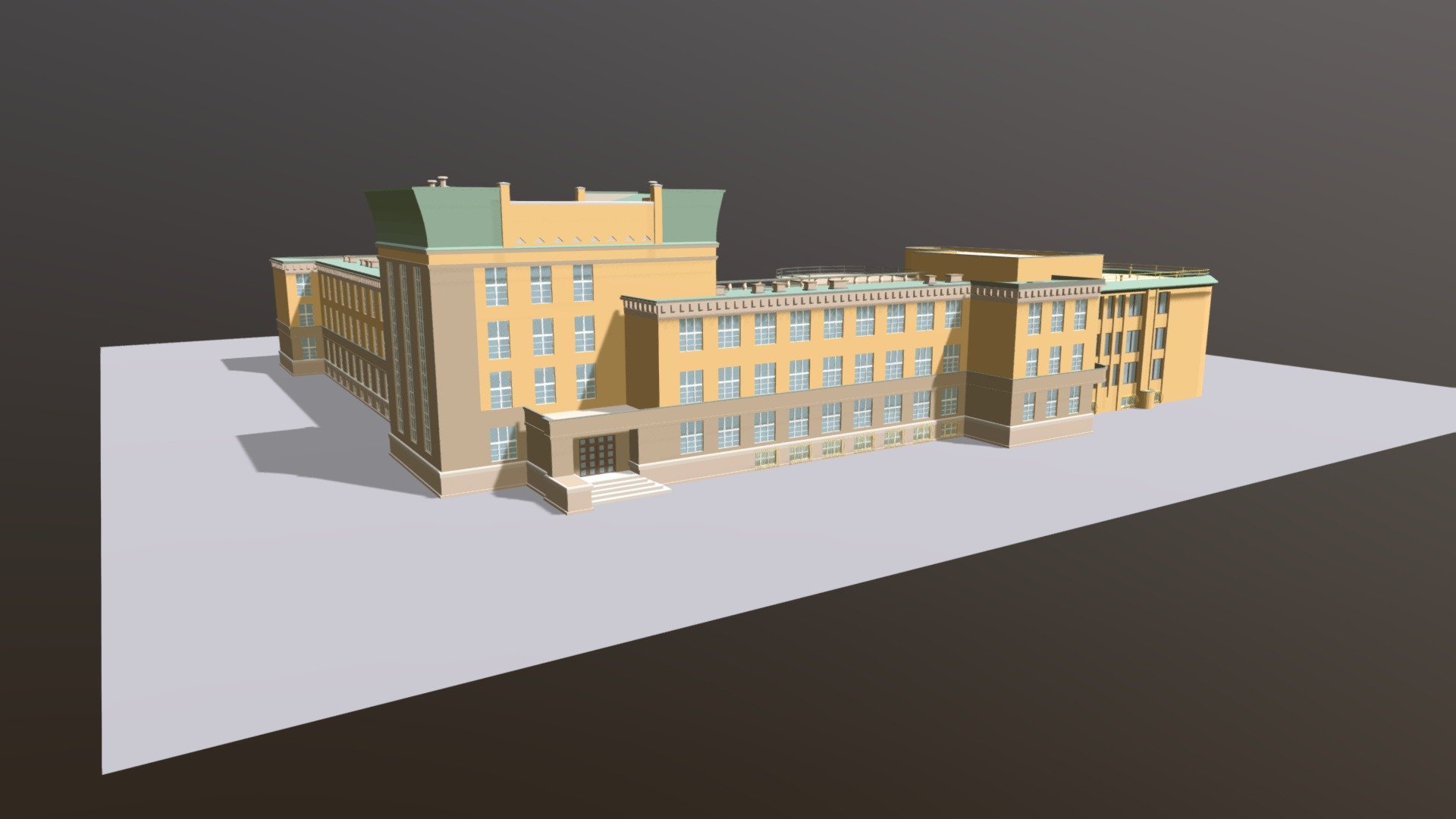 3D model of low poly high school made in Blender. There is single object called school and it has its own simple texture 3d model