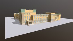 High school school, high, education, republic, czech, cartoon, low, poly